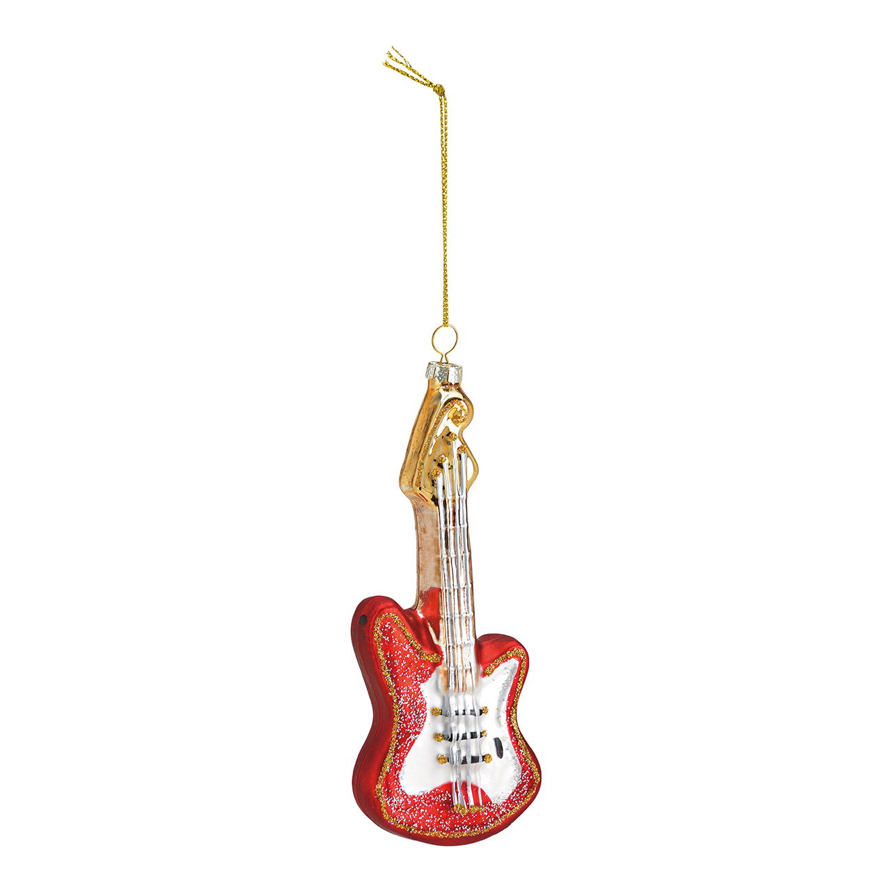 Weihnachtshänger Gitarre aus Glas Rot (B/H/T) 5x15x2cm