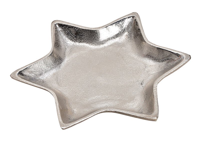 Plaat ster van aluminium zilver (w/h/d) 21x2x21cm