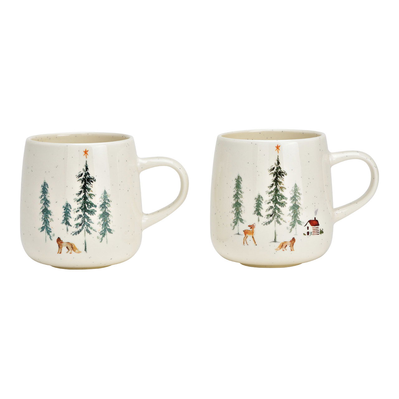 Jumbo Becher Tannenbaum Dekor aus Porzellan, 2-fach, Weiß/Grün (B/H/T) 14x10x10cm 500ml