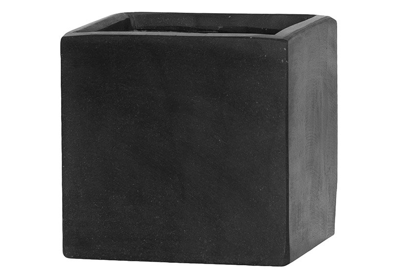 Bloempot van aardewerk zwart (B/H/D) 15x15x15cm