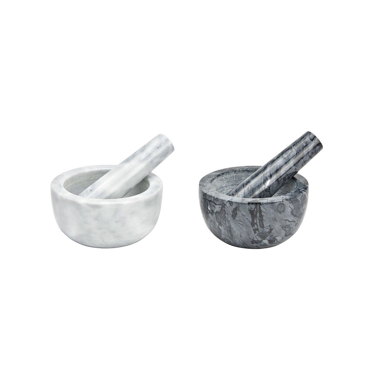 Juego de 2 morteros de mármol gris, negro 2 pliegues, (A/A/P) 12x6x12cm