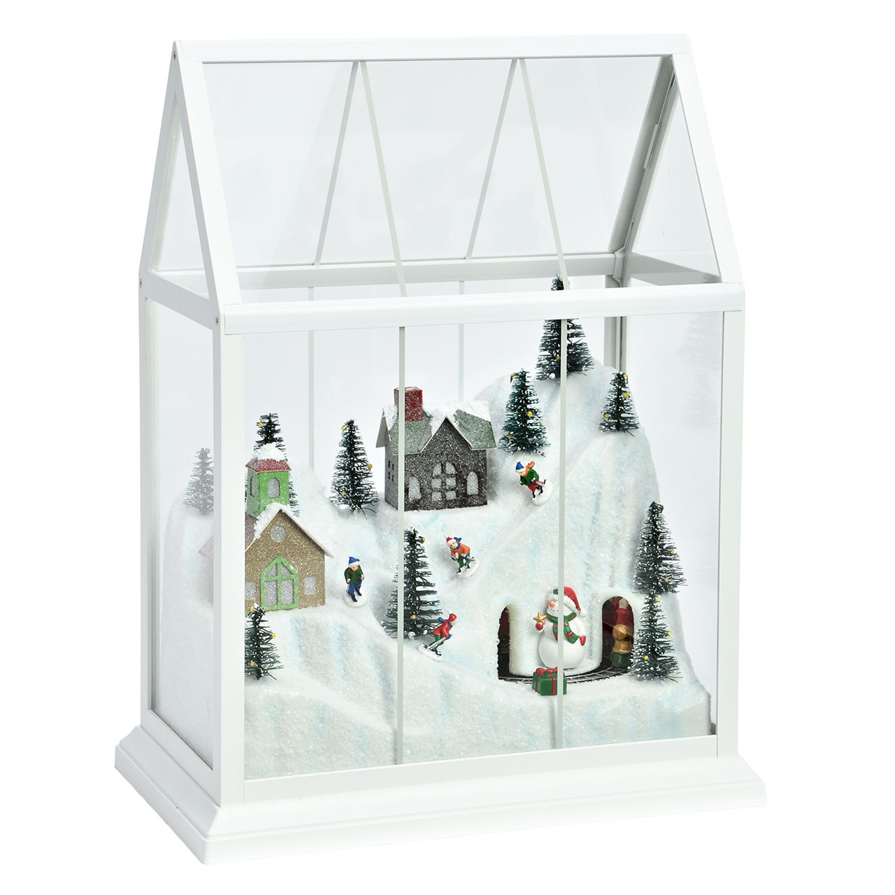 Paesaggio invernale a LED in una casa di plastica colorata (L/H/D) 25,5x15x33cm Natur, Im Freien, Krippe, Mobiliar, Bett für Säuglinge