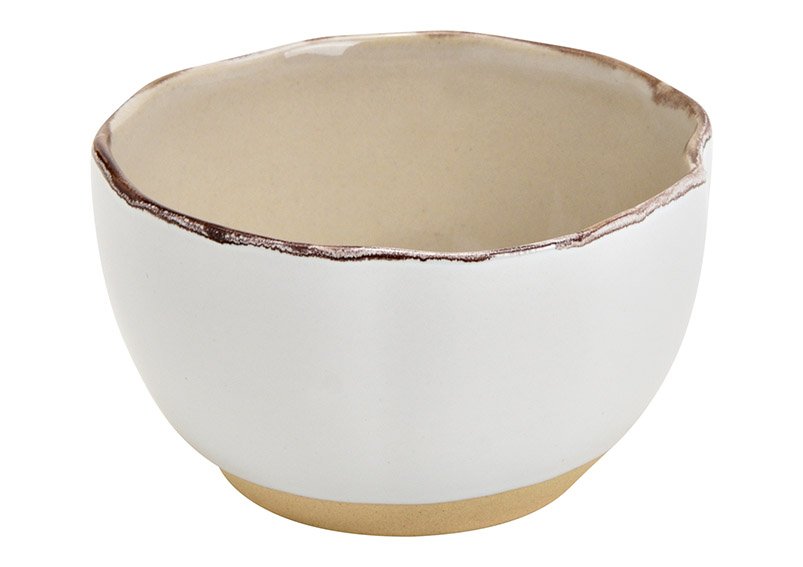 Stoneware bowl cream (W/H/D) 10x6x10cm 250ml