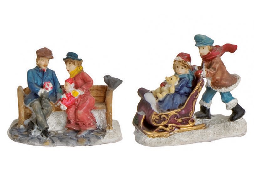 Figurines miniatures M. d'hiver en poly, assorties, 4-5 cm