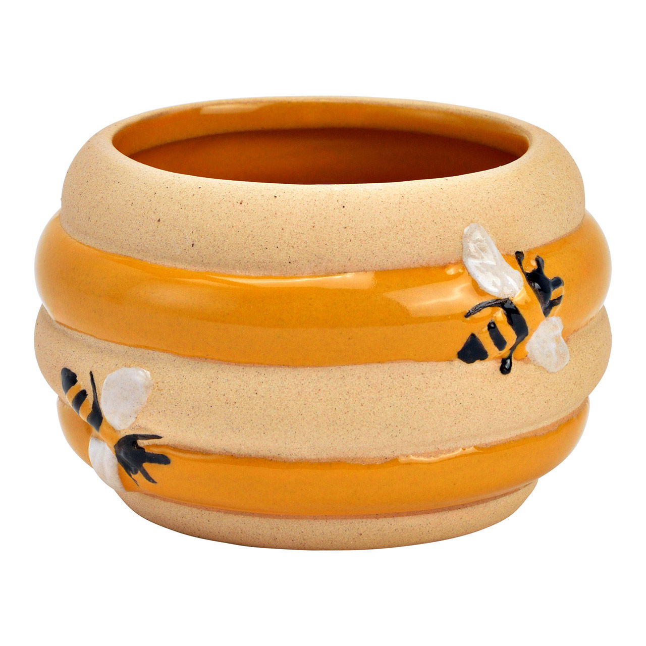 Flower pot beehive look made of earthenware yellow/beige (W/H/D) 12x10x12cm