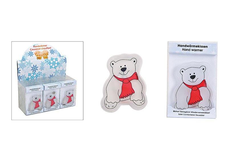 Scaldino tascabile orso polare di plastica Bianco (w/h/d) 9x10x1cm