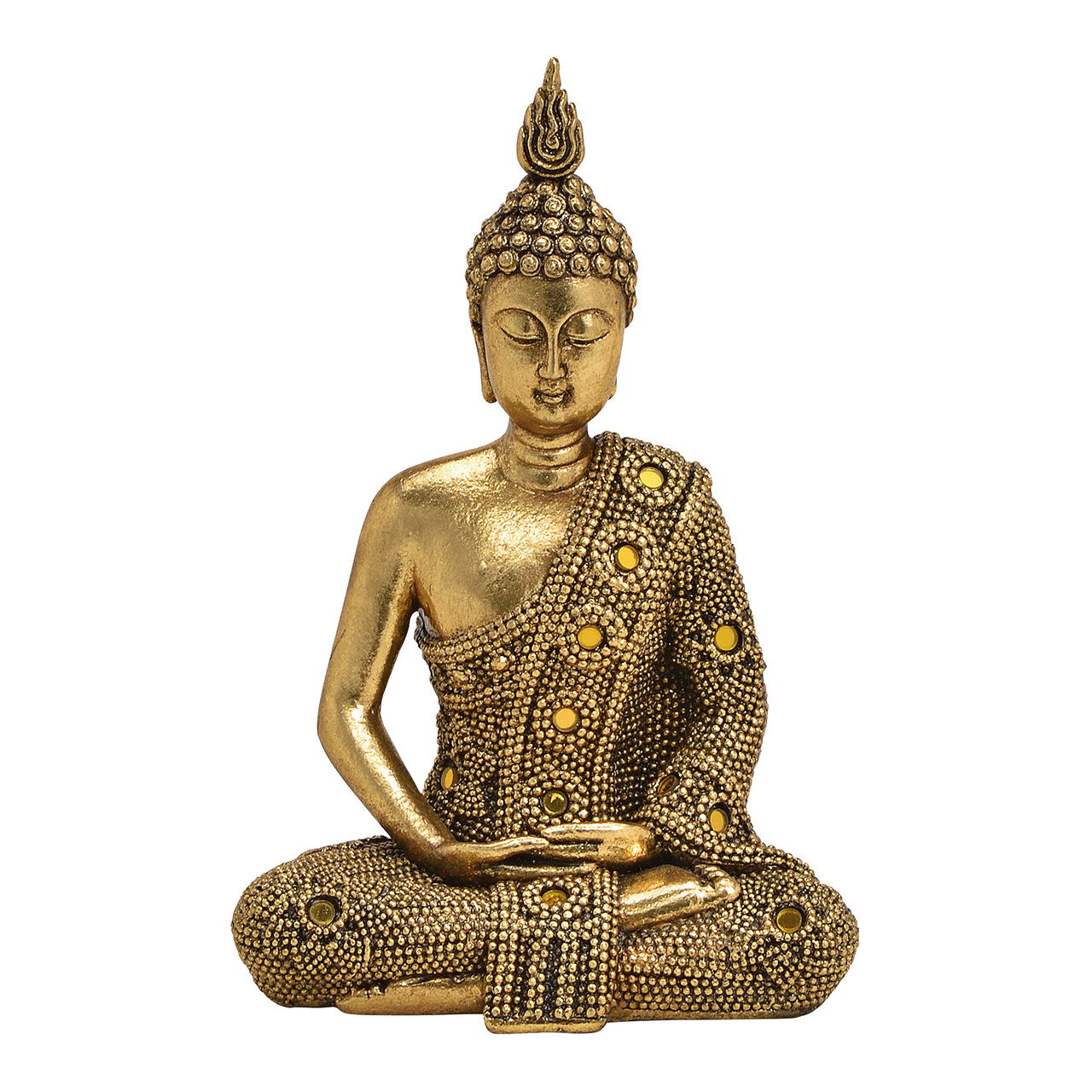 Buddha aus Poly Gold (B/H/T) 13x19x9cm