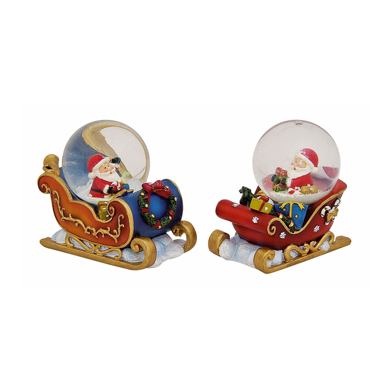Schneekugel Nikolaus/Schlitten aus Poly, 2-fach sortiert (B/H/T) 7x7x4 cm Moebel