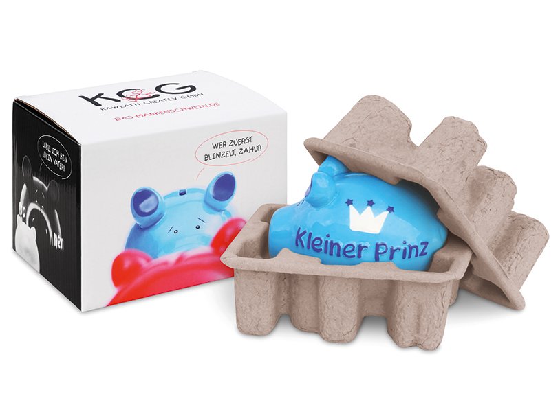 KCG caja de regalo cerdo pequeño incl. caja de huevos de papel/cartón de colores (A/A/P) 10x10x10cm