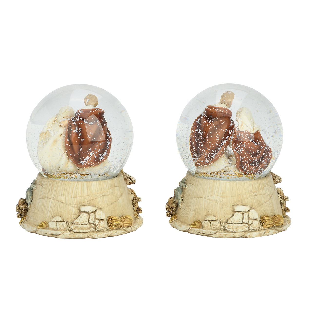 Schneekugel Krippenszene aus Poly/Glas Braun 2-fach sortiert (B/H/T) 8x9x8cm Figur, Kunst, Malerei, Person