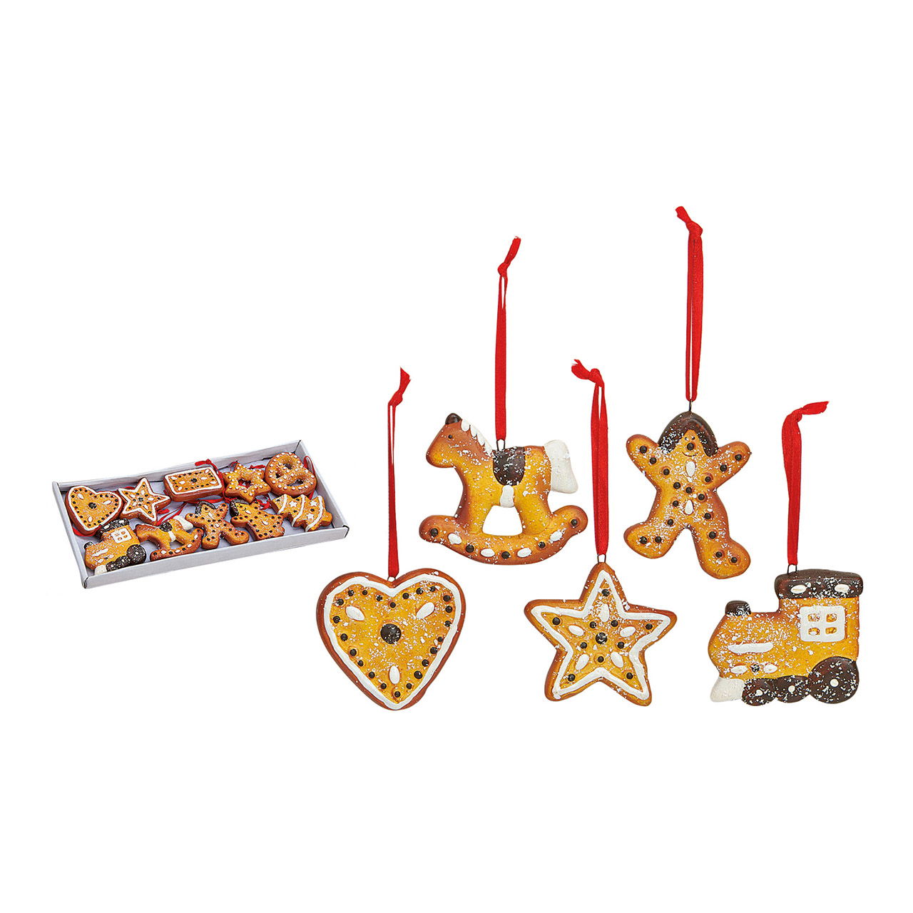 Weihnachtshänger Lebkuchen aus Ton, 6-fach, Braun (B/H/T) 5x5x0.5cm Weihnachtshänger Lebkuchen aus Ton, 6-fach, Braun (B/H/T) 5x5x0.5cm