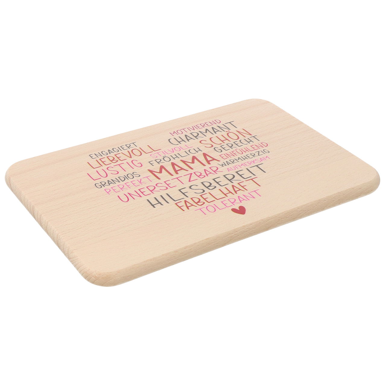 Tabla de desayuno de madera coloreada ``Mama`` Wortherz, natural (A/A/P) 22x1x14cm