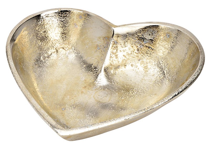 Bowl heart of metal silver (W/H/D) 15x5x15cm
