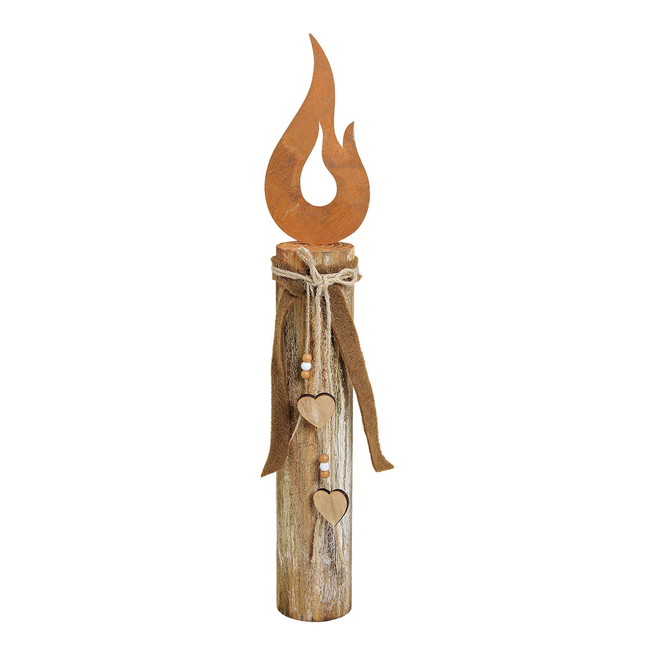 Kerze aus Metall auf Holzpfahl (B/H/T) 11x61x8 cm Kerze aus Metall auf Holzpfahl (B/H/T) 11x61x8 cm