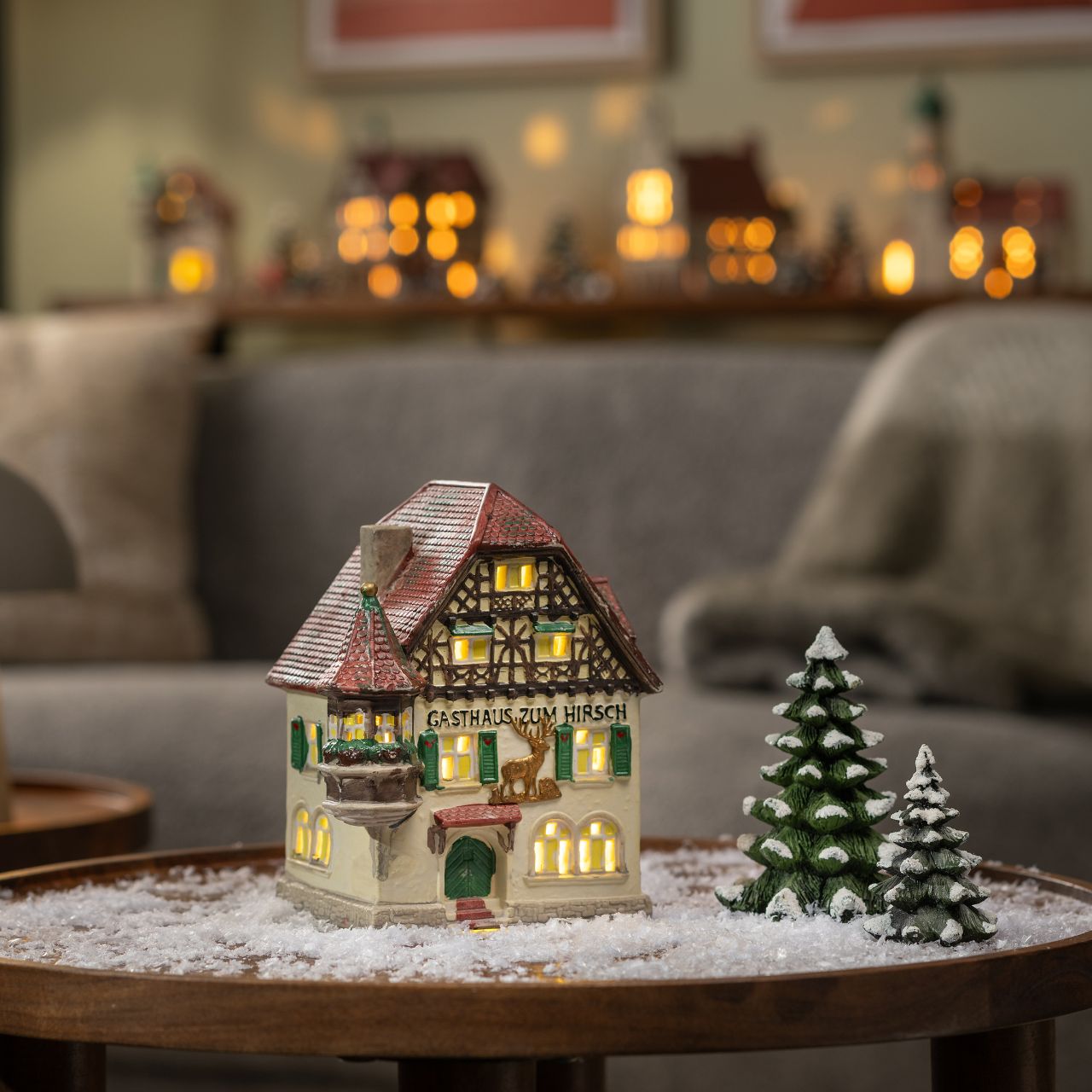 Wurm Lichthaus Weihnachtsdorf, Miniatur, Keramikhaus, Weihnachtsdeko, Schneelandschaft