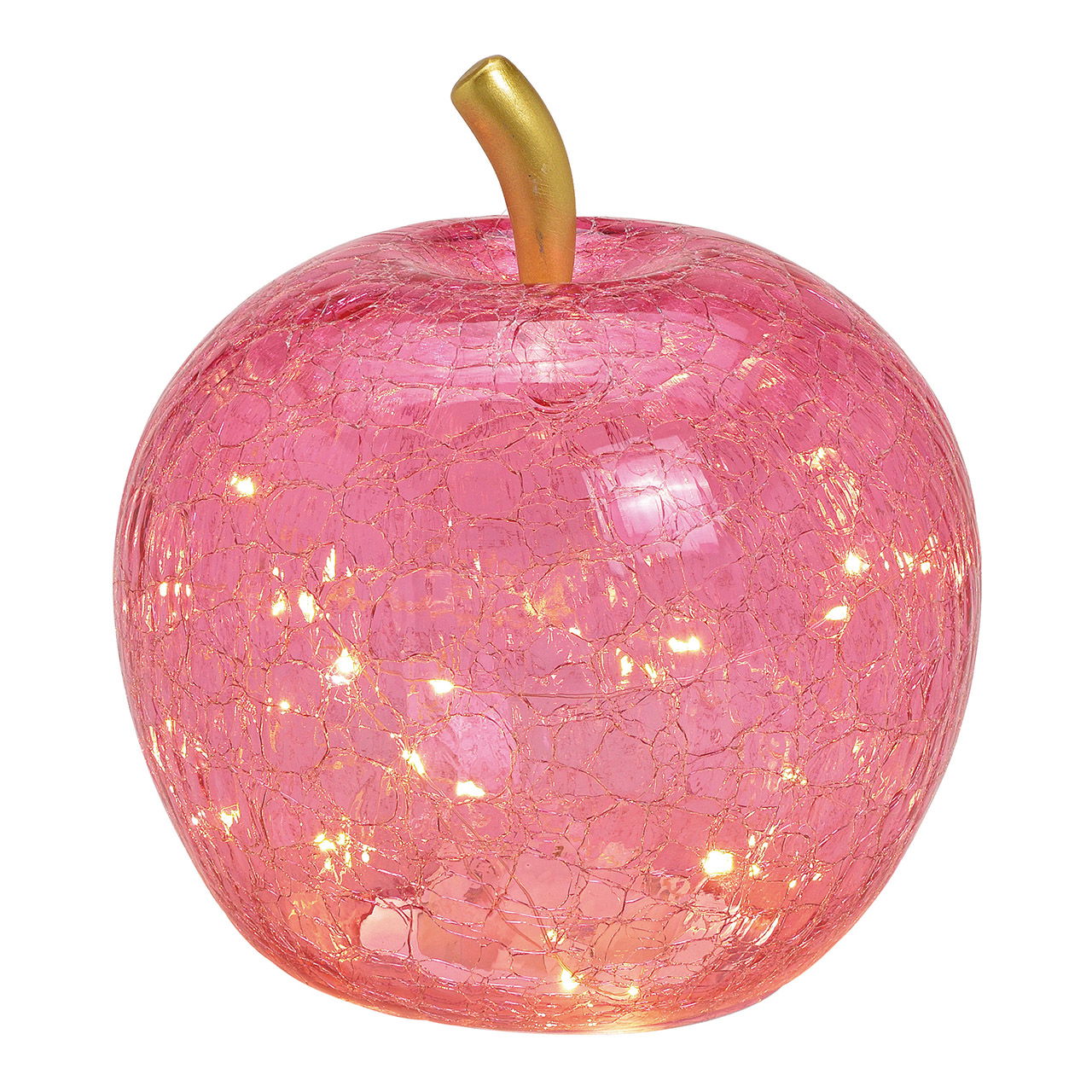 Apfel mit 30er LED, mit Timer, aus Glas Pink/Rosa (B/H/T) 22x24x22cm Apfel mit 30er LED, mit Timer, aus Glas Pink/Rosa (B/H/T) 22x24x22cm
