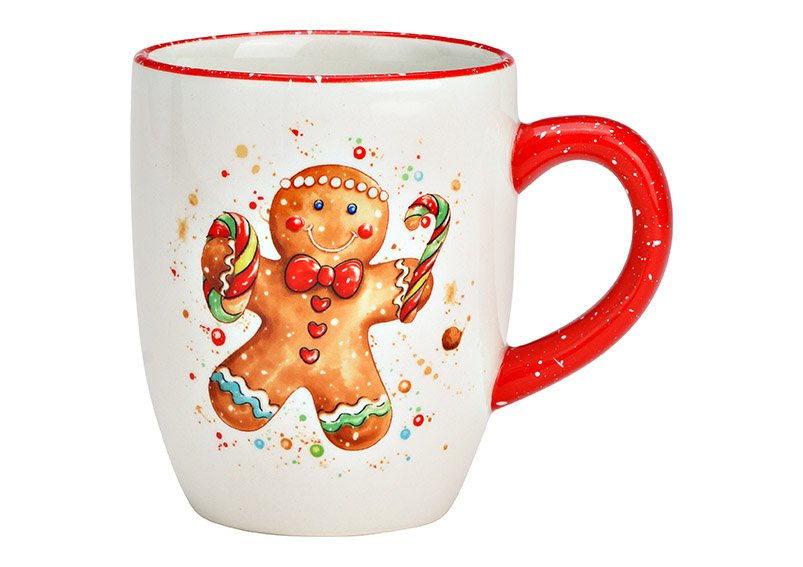 Mug gingerbread figure made of ceramic red, white (W/H/D) 12x10x8cm 300ml