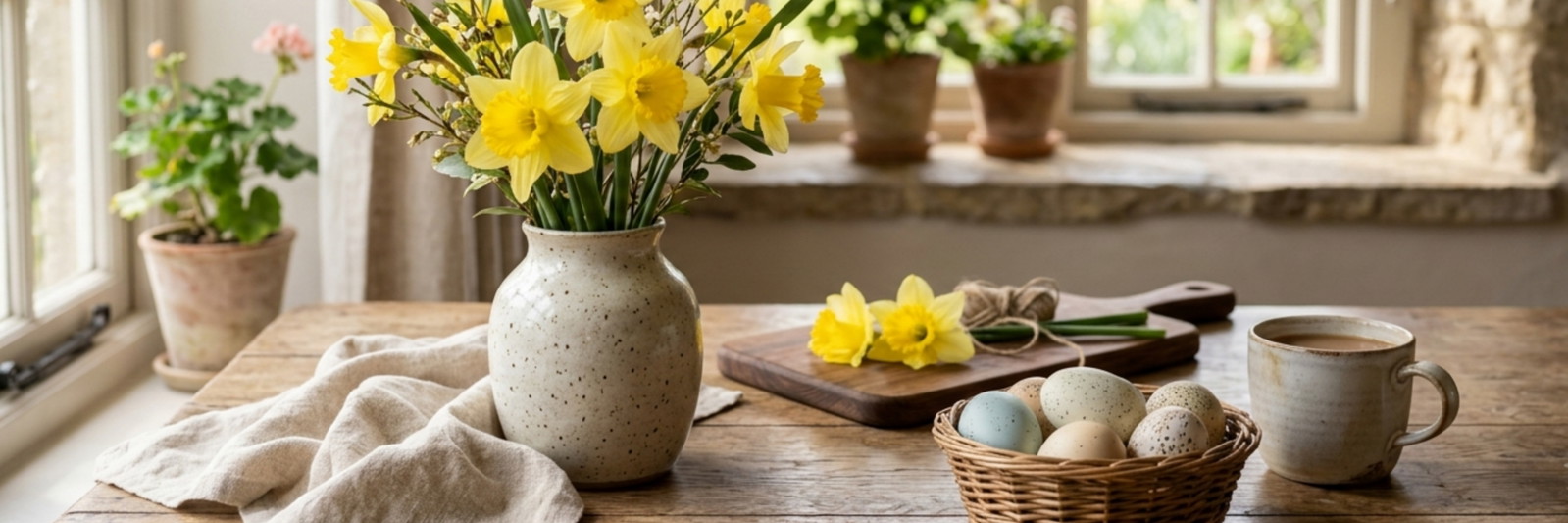 Porzellanvase, Blumen, Tischdeko, Frühjahr, Eierkorb, Blumen, Vase, Frühling, Tischdeko, Eierkorb