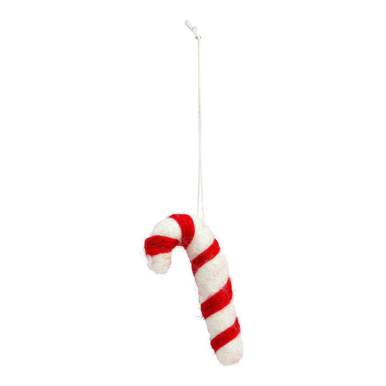 Suspension canne à sucre en feutre, rouge/blanc (L/H/P) 3x7x1cm