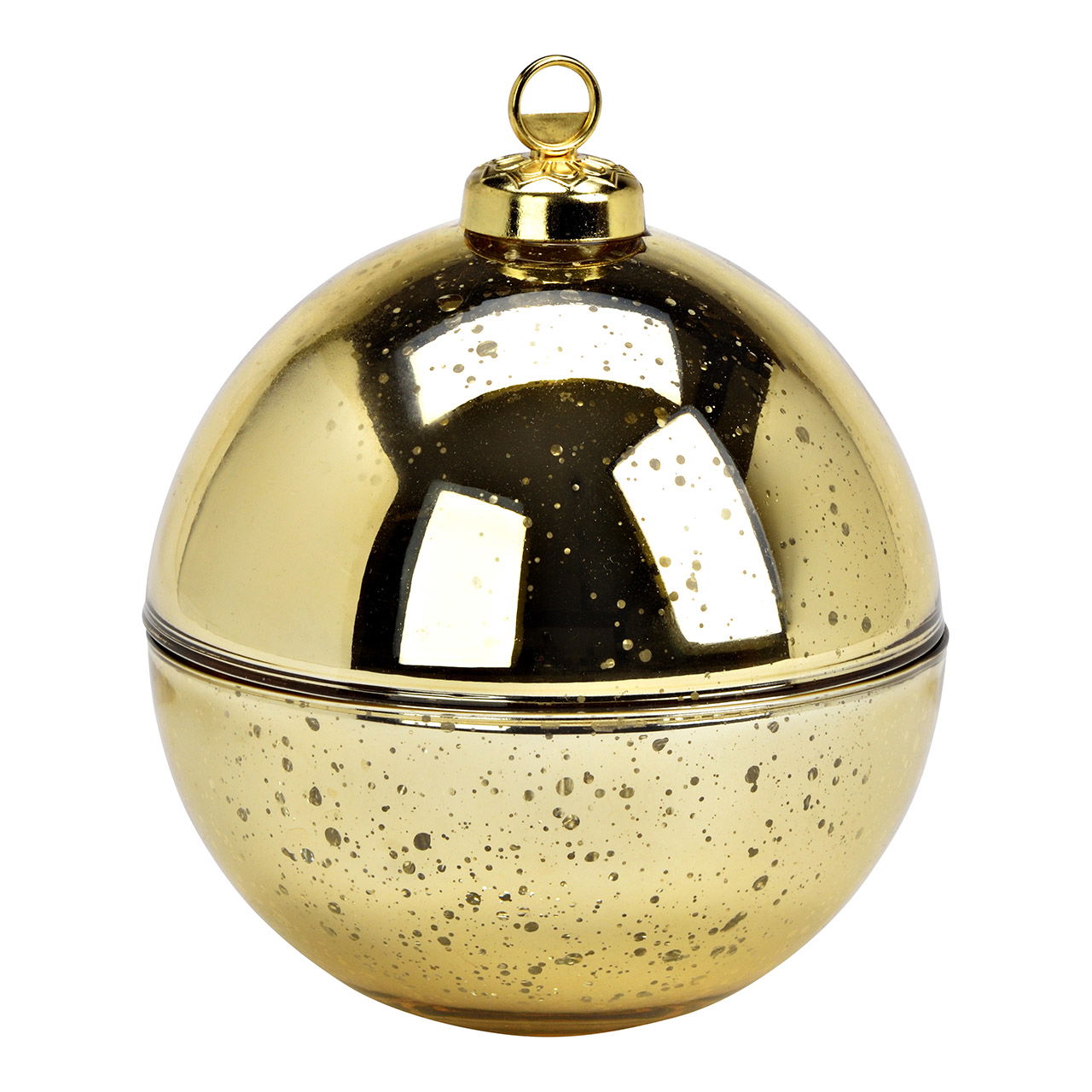 Glass Christmas bauble jar, gold (W/H/D) 11x13x11cm Glass Christmas bauble jar, gold (W/H/D) 11x13x11cm