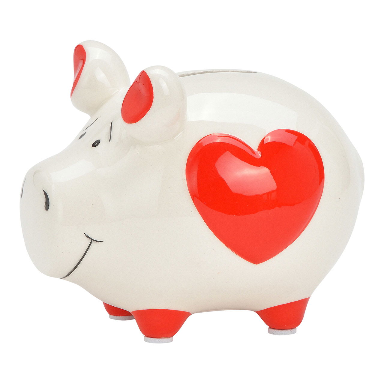 Hucha KCG centro cerdo, decoración corazón, de cerámica blanca (A/A/P) 17x15x15cm Hucha KCG centro cerdo, decoración corazón, de cerámica blanca (A/A/P) 17x15x15cm