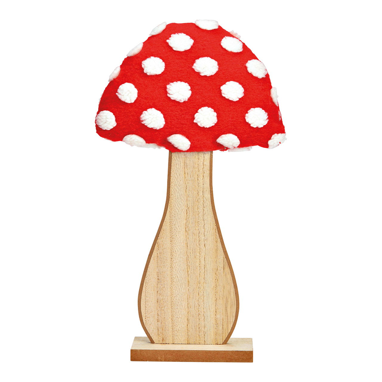 Houten paddenstoelenstandaard naturel, rood, wit (B/H/D) 19x32x6cm