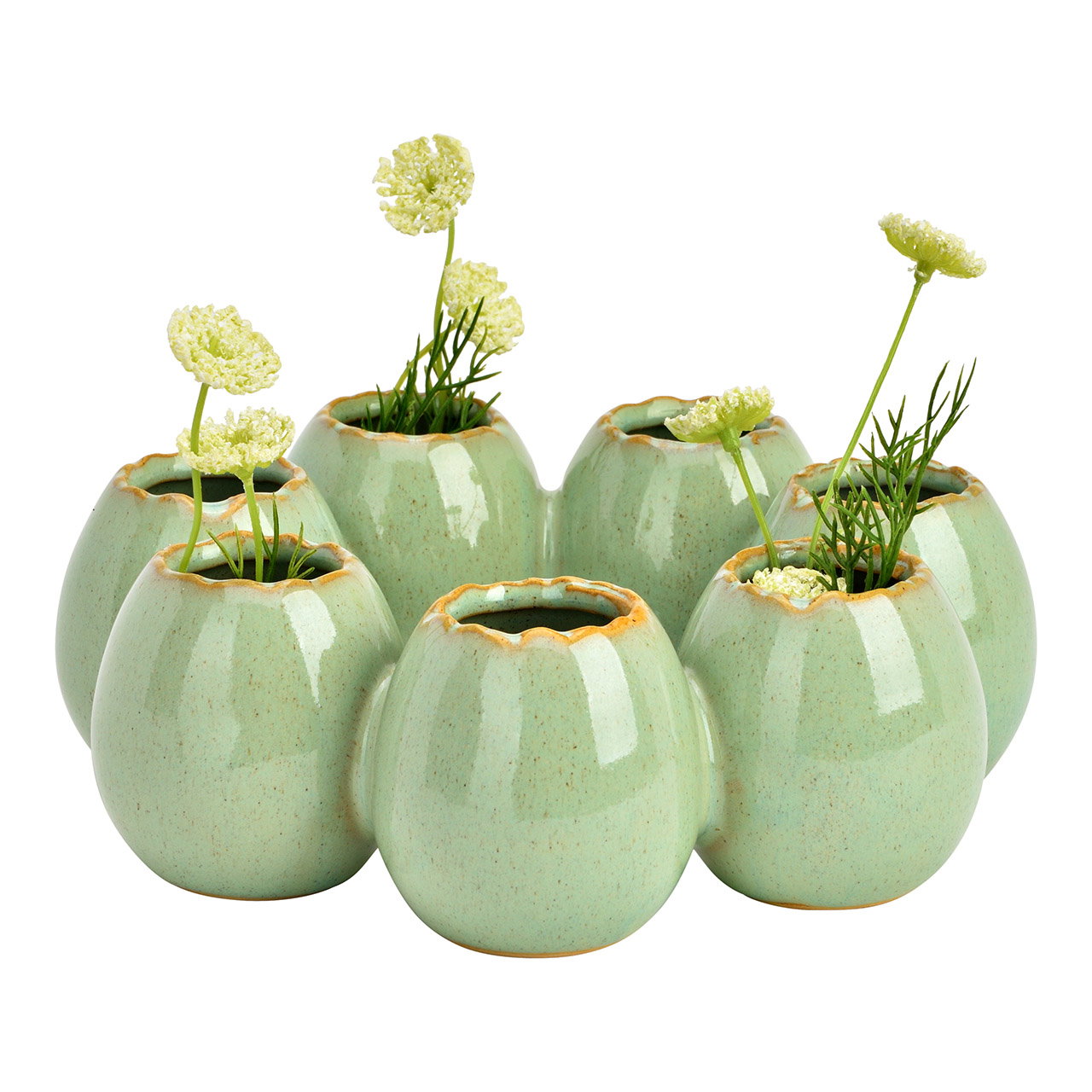 Vasen-Set, Kugelvase, Porzellan, Mintgrün, Blumenhalter