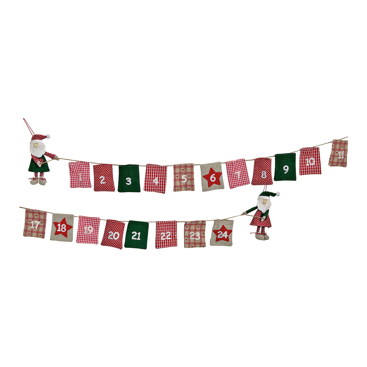 Calendario dell'Avvento in tessuto, 24 sacchetti, 250 cm Calendario dell'Avvento in tessuto, 24 sacchetti, 250 cm