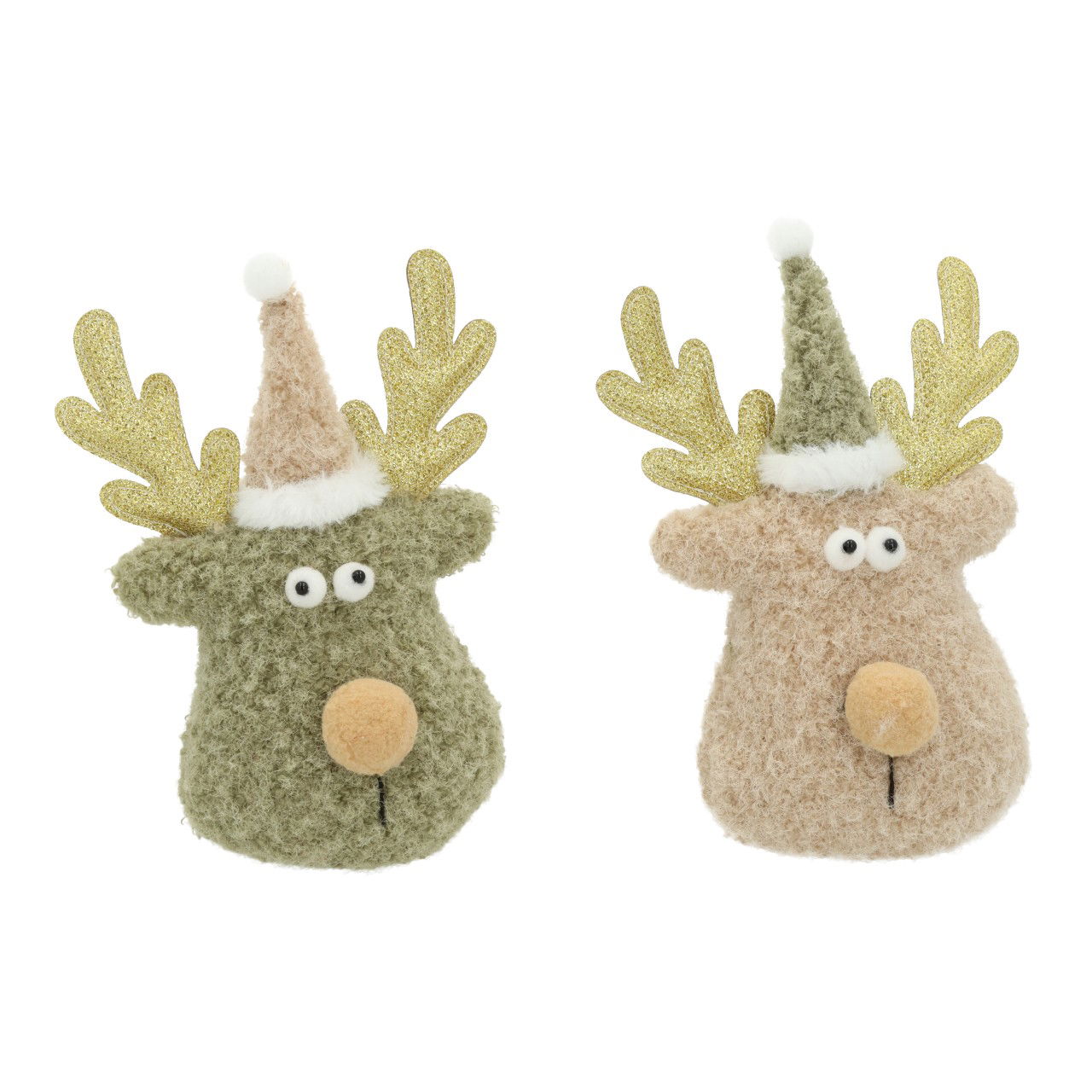 Rentierkopf aus Textil Grün/Beige 2-fach sortiert (B/H/T) 13x18x7cm Spielzeug, Plüsch, Kleidung, Hut