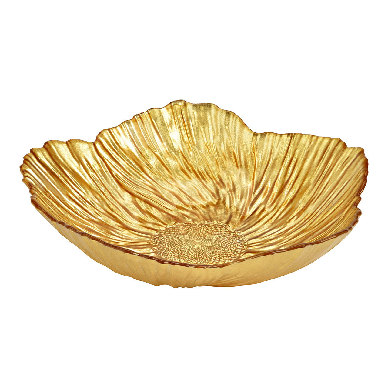 Assiette en verre, or (L/H/P) 25x6x25cm Schale, Pilz, Pflanze, Bronze, Gold