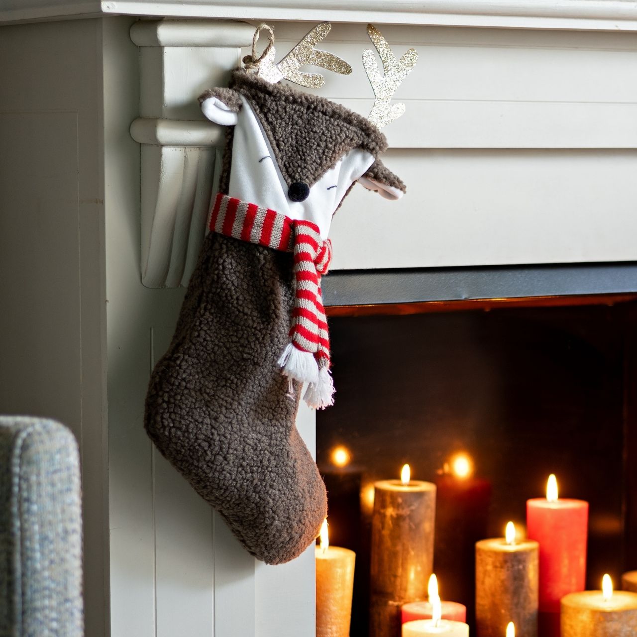 Nikolausstiefel Hirsch aus Textil, 2-fach, Braun/Rot (B/H/T) 13x25x1cm ... Nikolausstiefel Hirsch aus Textil, 2-fach, Braun/Rot (B/H/T) 13x25x1cm ...